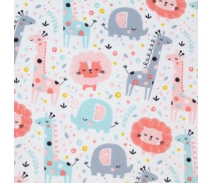 Bio Jersey Stoffonkel - Mini Jungle Dschungel Zoo rosa aprikot